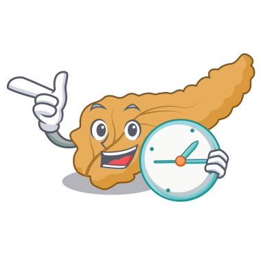 Saat pankreas karakter karikatür tarzı vektör çizim ile