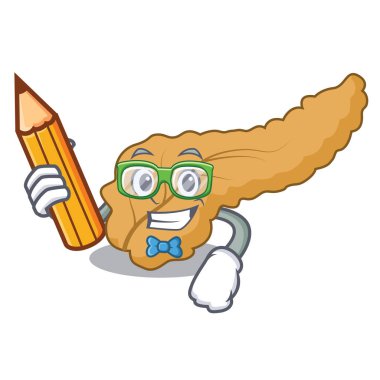 Öğrenci pankreas karakter karikatür tarzı vektör çizim