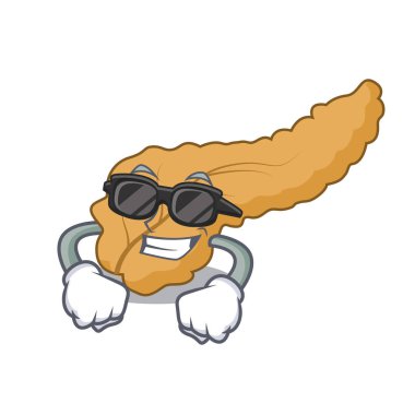 Süper cool pankreas karakter karikatür tarzı vektör çizim