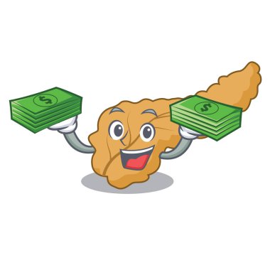 Para çantası pankreas maskot karikatür tarzı vektör çizim ile