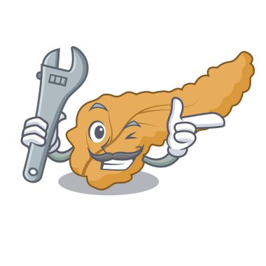 Mekanik pankreas maskot karikatür tarzı vektör çizim