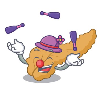 Pankreas maskot karikatür tarzı vektör çizim hokkabazlık