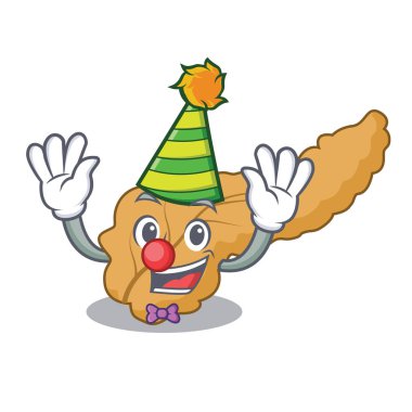 Palyaço pankreas maskot karikatür tarzı vektör çizim