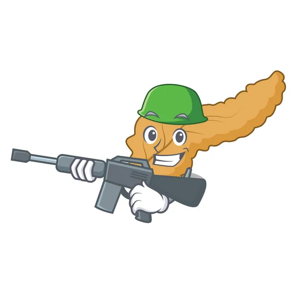Armee Bauchspeicheldrüse Charakter Cartoon Stil Vektor Illustration — Stockvektor
