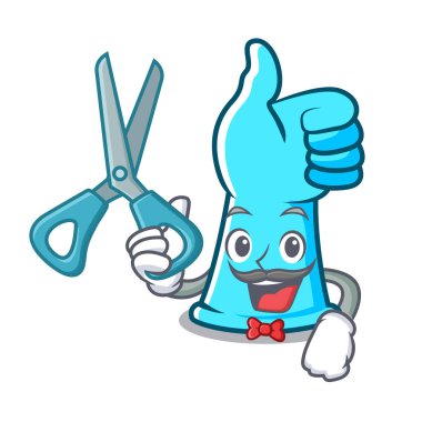 Lastik eldiven karakter karikatür vektör çizim berber