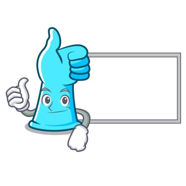 Başparmak yukarıya kurulu lastik eldiven karakter karikatür vektör çizim ile