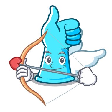 Aşk tanrısı lastik eldiven karakter karikatür vektör çizim