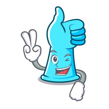 İki lastik eldiven karakter karikatür vektör çizim parmak