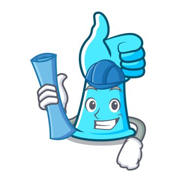 Mimar lastik eldiven karakter karikatür vektör çizim