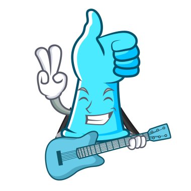 Lastik eldiven maskot karikatür vektör çizim