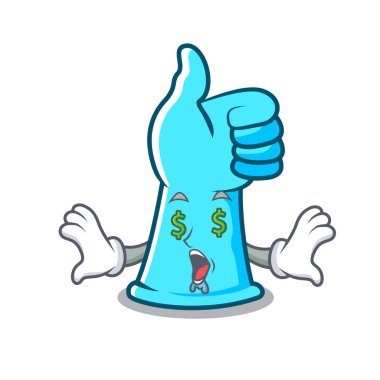 Lastik eldiven maskot karikatür vektör çizim