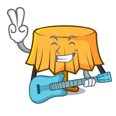 Gitar tablo bez maskot karikatür vektör çizim ile