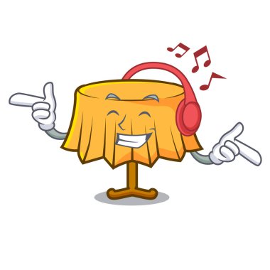 Dinleme müzik masa bez maskot karikatür vektör çizim