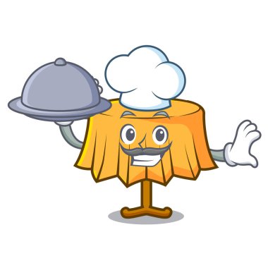 Şef yemek tablo bez maskot karikatür vektör çizim ile