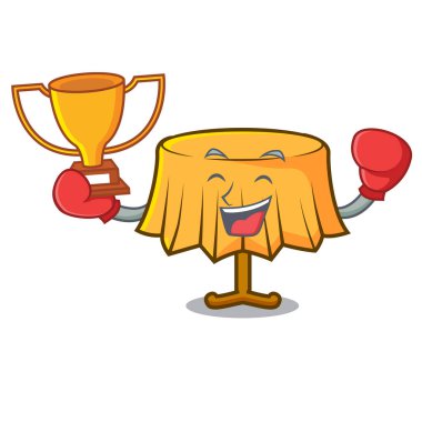 Boks kazanan masa bez maskot karikatür vektör çizim