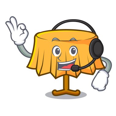 Kulaklık tablo bez maskot karikatür vektör çizim ile