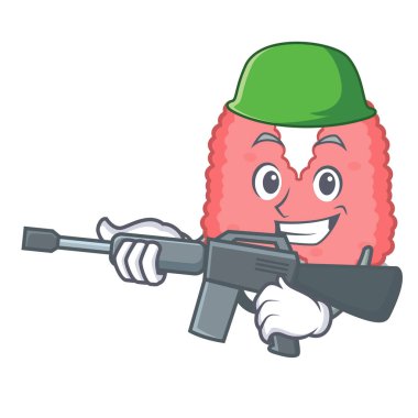 Ordu tiroid karakter karikatür tarzı vektör çizim