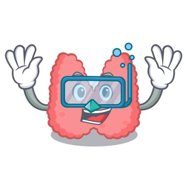 Dalış tiroid karakter karikatür tarzı vektör çizim