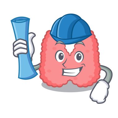 Mimar tiroid karakter karikatür tarzı vektör çizim