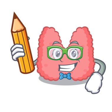 Öğrenci tiroid karakter karikatür tarzı vektör çizim