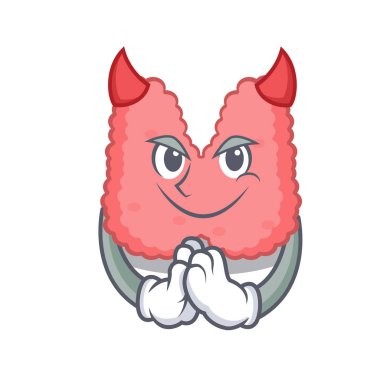 Şeytan tiroid maskot karikatür tarzı vektör çizim