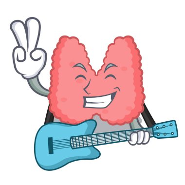 Gitar tiroid maskot karikatür tarzı vektör çizim ile