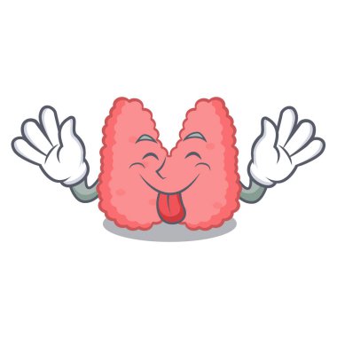Tongue out thyroid mascot cartoon style vector illustration clipart