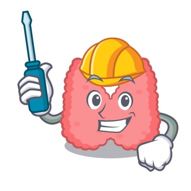 Otomotiv tiroid maskot karikatür tarzı vektör çizim