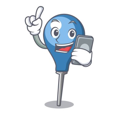 Telefon lavman karakter karikatür tarzı vektör çizim ile