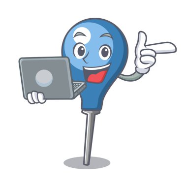 Dizüstü lavman karakter karikatür tarzı vektör çizim ile