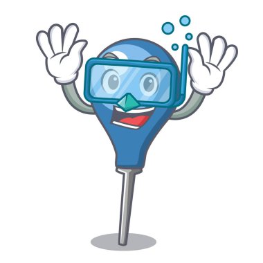 Dalış lavman karakter karikatür tarzı vektör çizim