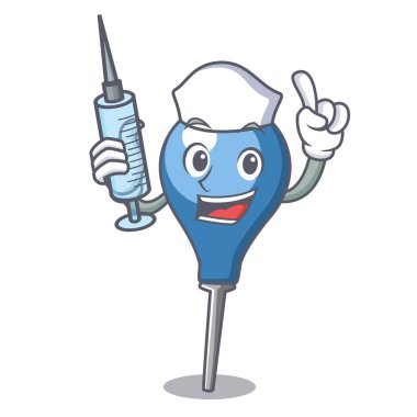 Hemşire lavman karakter karikatür tarzı vektör çizim