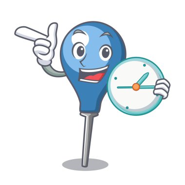 Saati geçmişte karakter karikatür tarzı vektör çizim ile