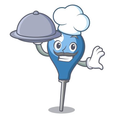 Şef gıda lavman maskot karikatür tarzı vektör çizim ile