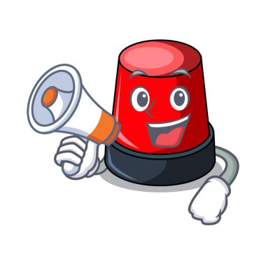 Megafon sirine karakter karikatür tarzı vektör çizim ile