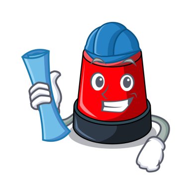 Mimar sirine karakter karikatür tarzı vektör çizim