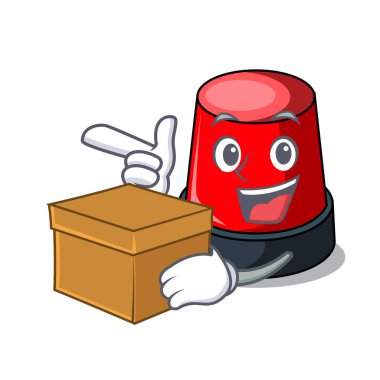 Kutusu sirine karakter karikatür tarzı vektör çizim ile