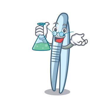 Profesör cımbız karakter karikatür tarzı vektör çizim