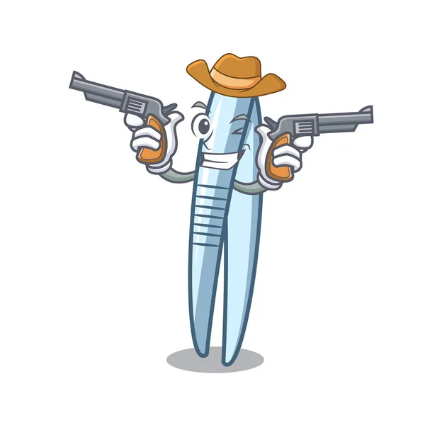 Cowboy Pinzas Personaje Dibujos Animados Estilo Vector Ilustración — Vector de stock