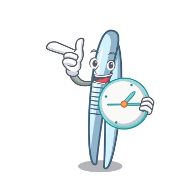 Saat cımbız karakter karikatür tarzı vektör çizim ile