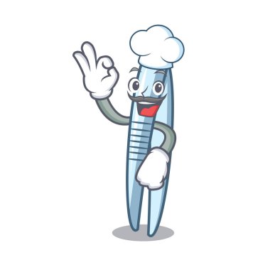 Şef cımbız karakter karikatür tarzı vektör çizim