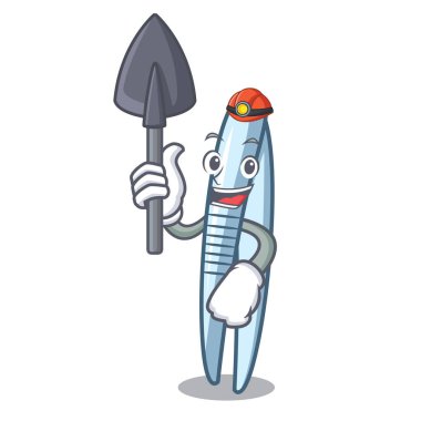 Madenci cımbız maskot karikatür tarzı vektör çizim