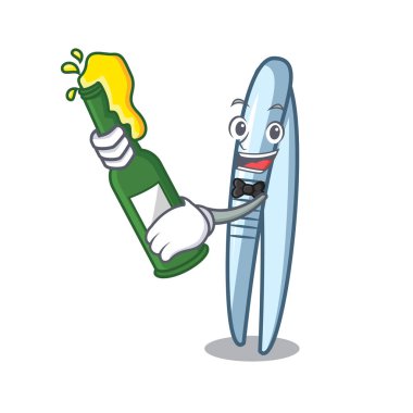 Bira cımbız maskot karikatür tarzı vektör çizim ile