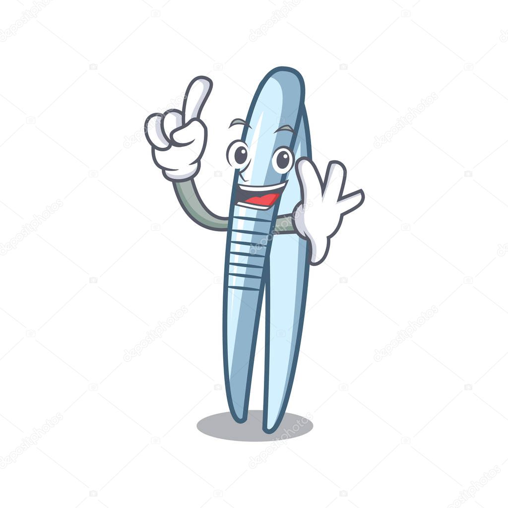 Finger tweezers mascot cartoon style vector illustration