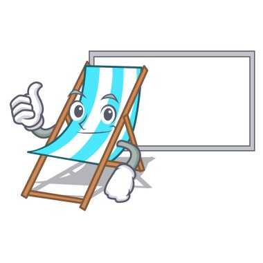 Başparmak yukarıya kurulu plaj sandalye karakter karikatür vektör çizim ile