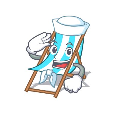 Denizci plaj sandalye karakter karikatür vektör çizim