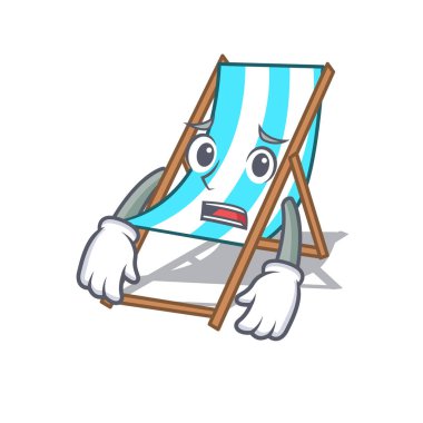 Korkarım plaj sandalye maskot karikatür vektör çizim