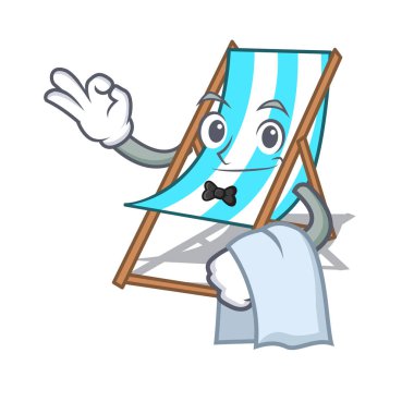 Garson plaj sandalye maskot karikatür vektör çizim