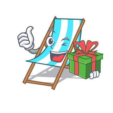 Hediyelik plaj sandalye maskot karikatür vektör çizim ile