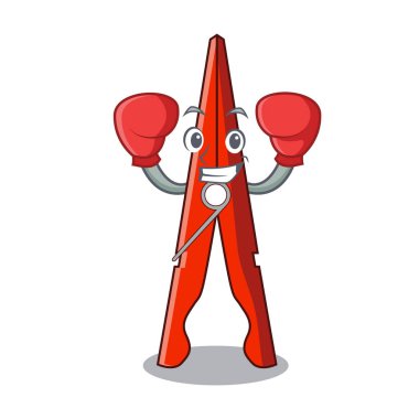 Giysi peg karakter karikatür vektör çizim boks